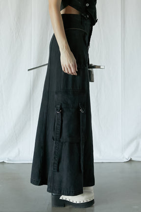 【25 SPRING PRE ORDER】Pocket Denim Semi Flare Skirt