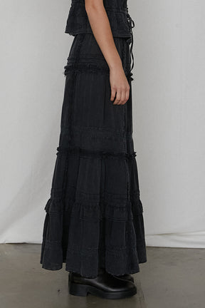 【25 SPRING PRE ORDER】Pigmented Cotton Lace Maxi Skirt