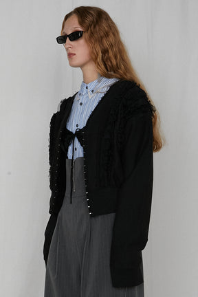 【25 SPRING PRE ORDER】Frills Sweatshirt Cardigan