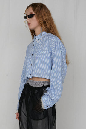 【25 SPRING PRE ORDER】Double Collar Cropped Shirt