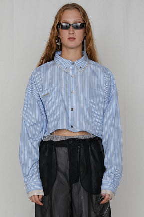 【25 SPRING PRE ORDER】Double Collar Cropped Shirt