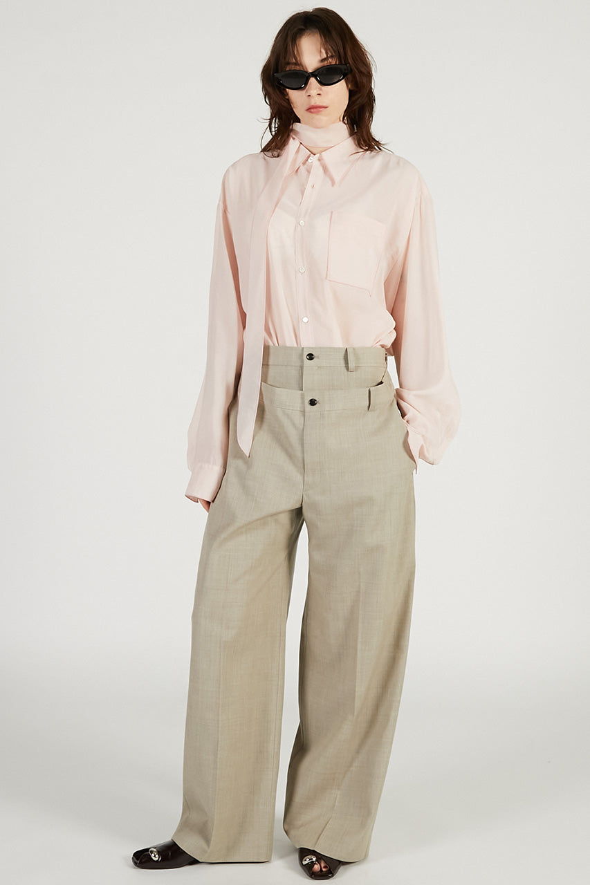 Contrast Trim Sheer Shirt - 2026 SPRING