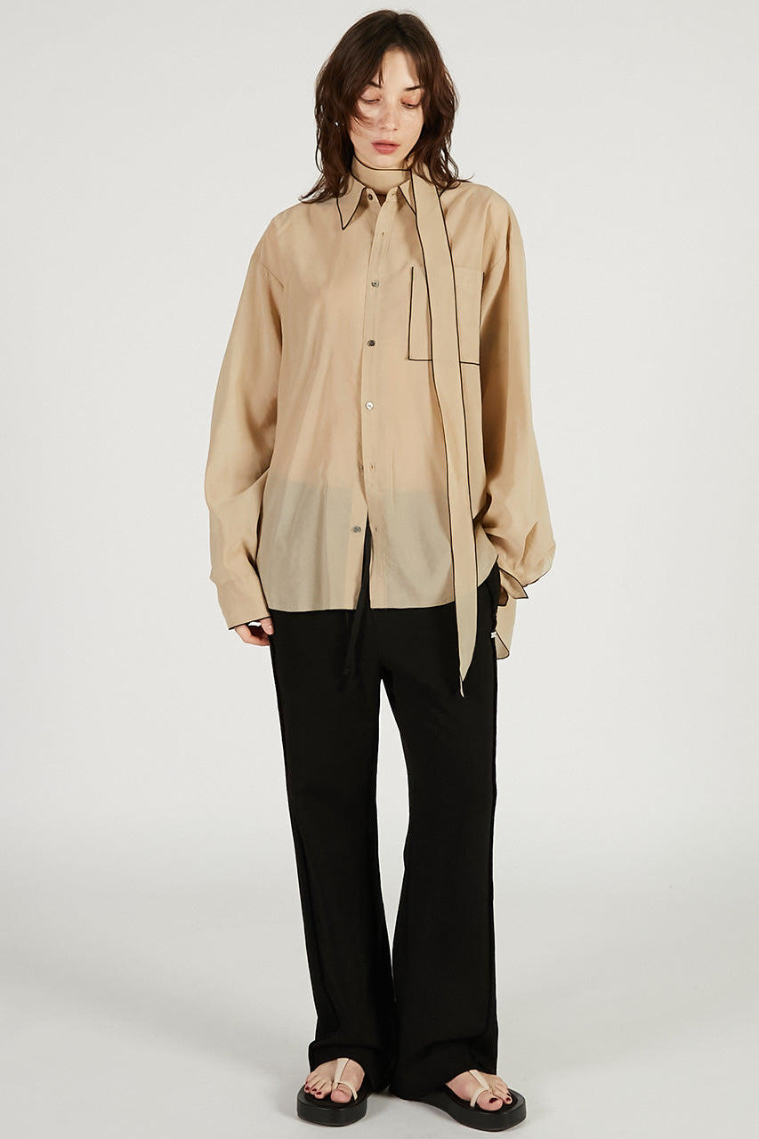 Contrast Trim Sheer Shirt - 2026 SPRING