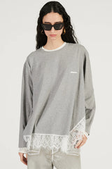 Asymmetrical Hem Lace Top - 2026 SPRING