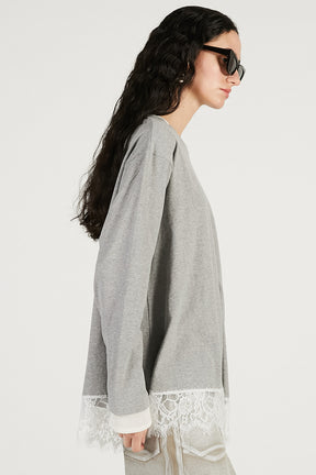 Asymmetrical Hem Lace Top - 2026 SPRING