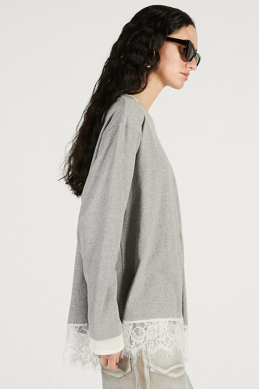 Asymmetrical Hem Lace Top - 2026 SPRING