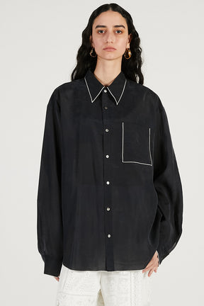 Contrast Trim Sheer Shirt - 2026 SPRING