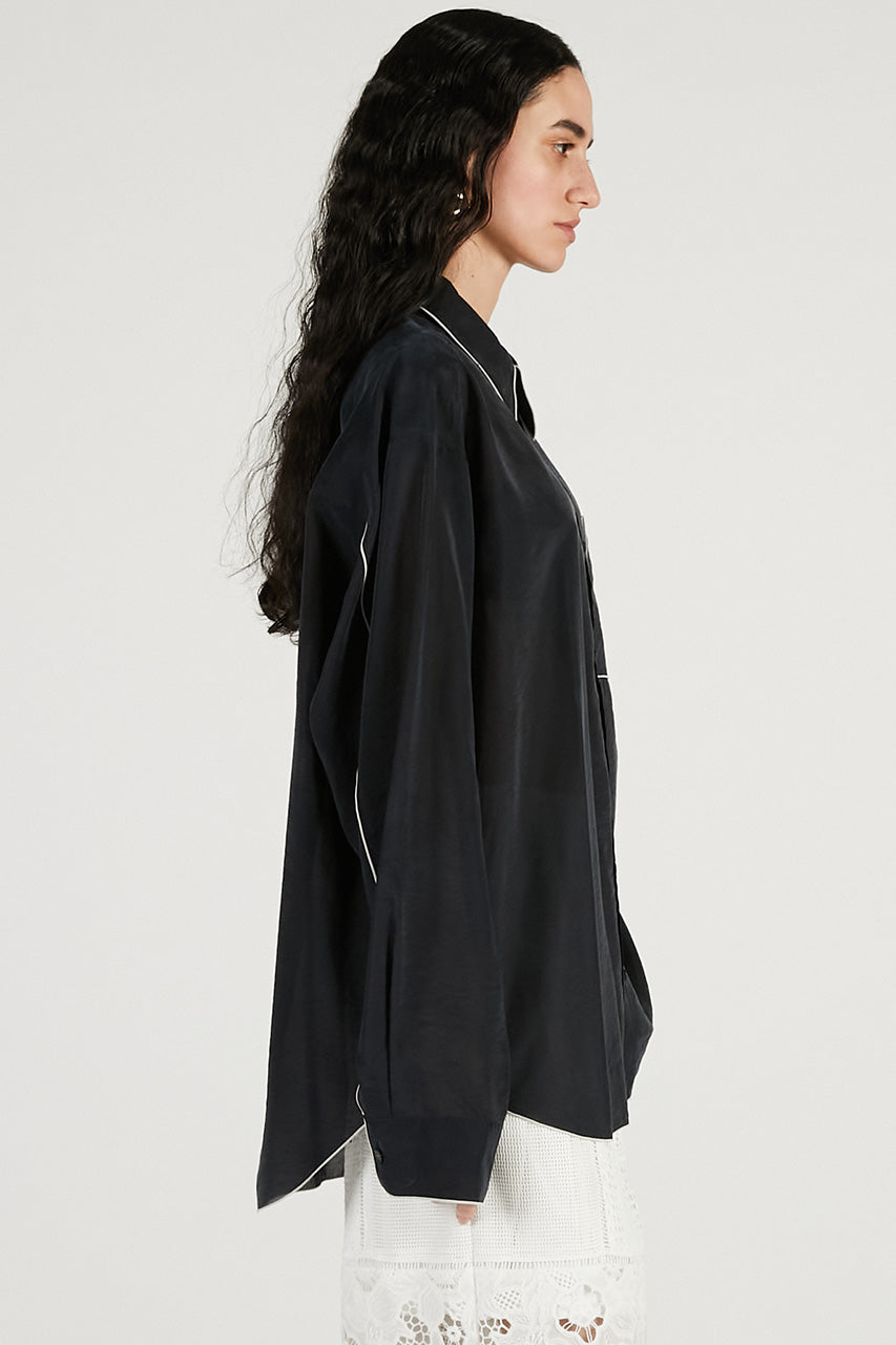 Contrast Trim Sheer Shirt - 2026 SPRING