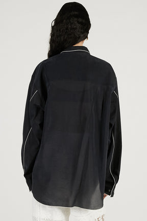 Contrast Trim Sheer Shirt - 2026 SPRING