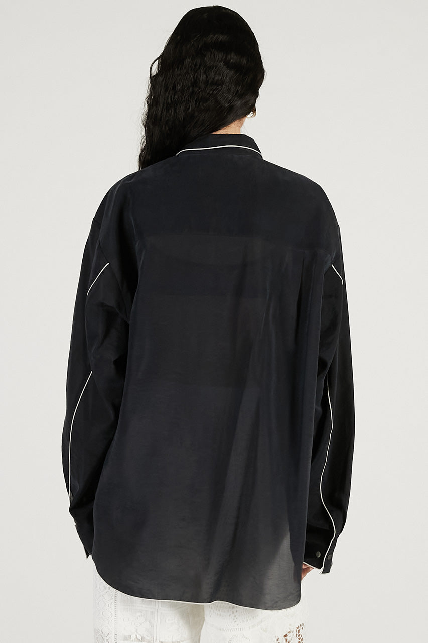 Contrast Trim Sheer Shirt - 2026 SPRING