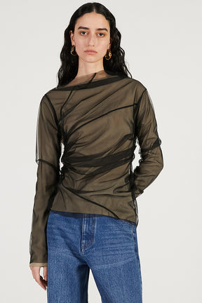 Tulle Layered Drape Top - 2026 SPRING