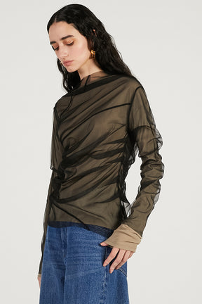 Tulle Layered Drape Top - 2026 SPRING