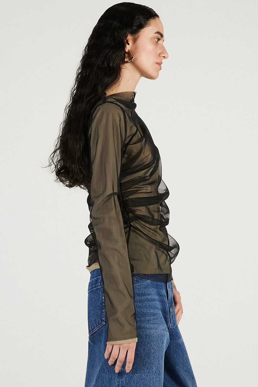 Tulle Layered Drape Top - 2026 SPRING