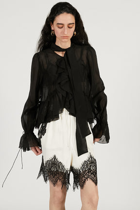 Ruffle Bow Tie Blouse - 2026 SPRING