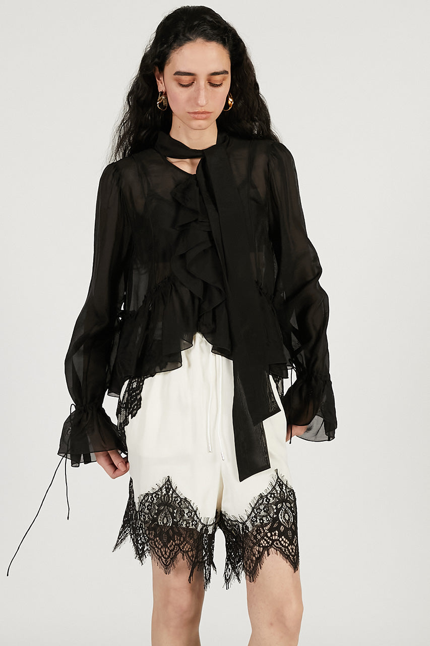 Ruffle Bow Tie Blouse - 2026 SPRING