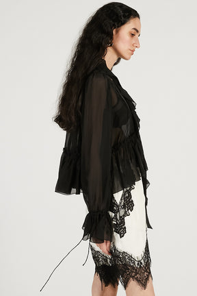 Ruffle Bow Tie Blouse - 2026 SPRING