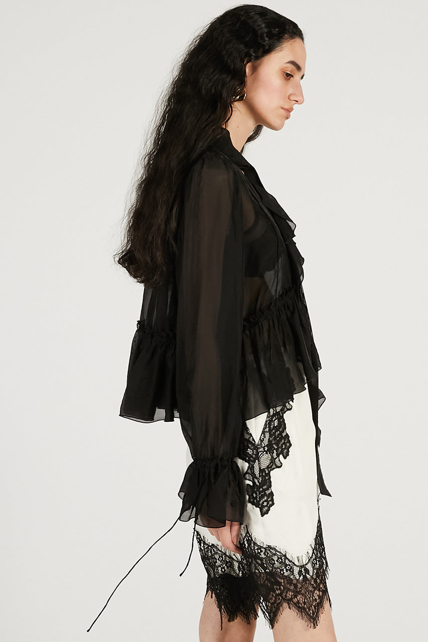 Ruffle Bow Tie Blouse - 2026 SPRING