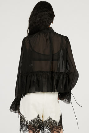 Ruffle Bow Tie Blouse - 2026 SPRING