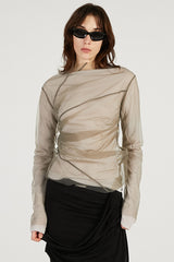 Tulle Layered Drape Top