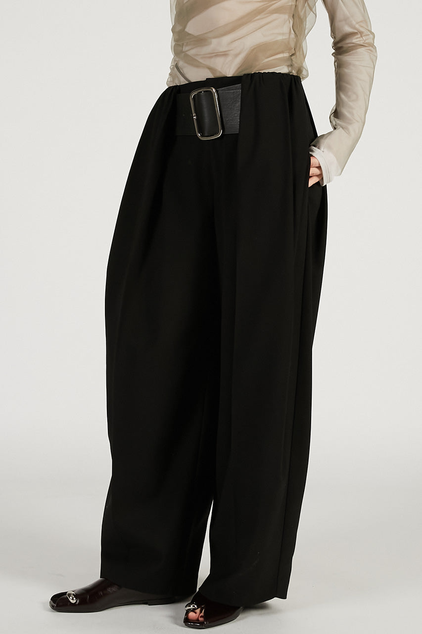 High-Waist Belted Tuck Pants - 2026 SPRING