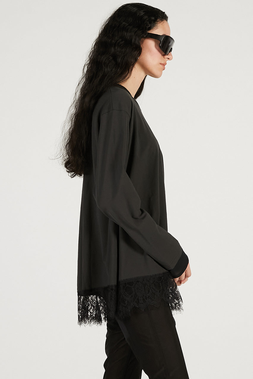 Asymmetrical Hem Lace Top - 2026 SPRING