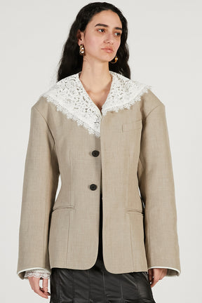 Round Shoulder No-Collar Jacket - 2026 SPRING