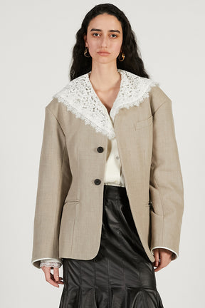 Round Shoulder No-Collar Jacket - 2026 SPRING