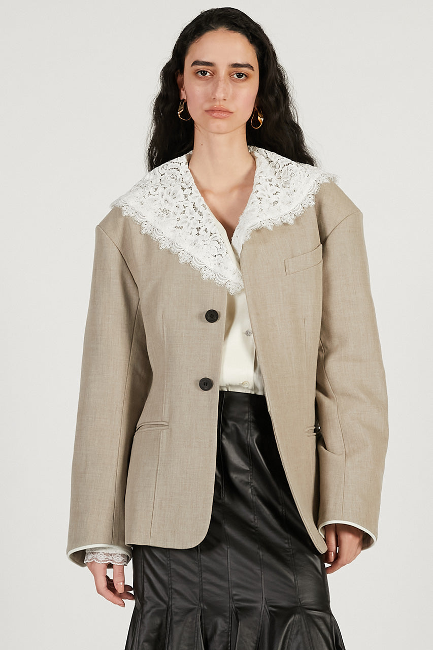 Round Shoulder No-Collar Jacket - 2026 SPRING