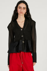 Sheer Combine Peplum Cardigan