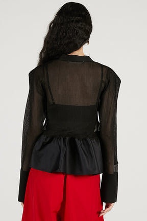 Sheer Combine Peplum Cardigan - 2026 SPRING