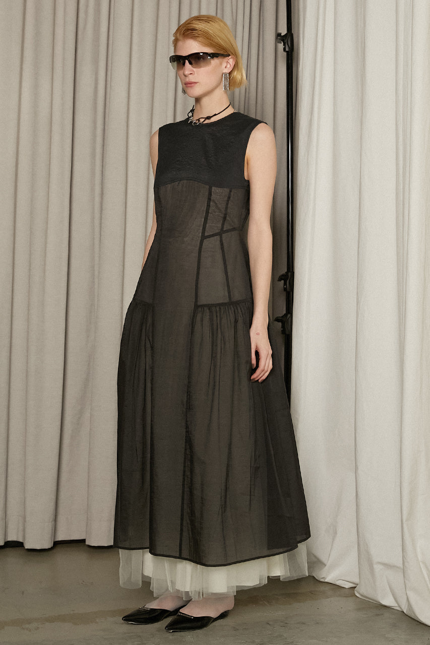 【25 SPRING PRE ORDER】Tulle layered panel dress