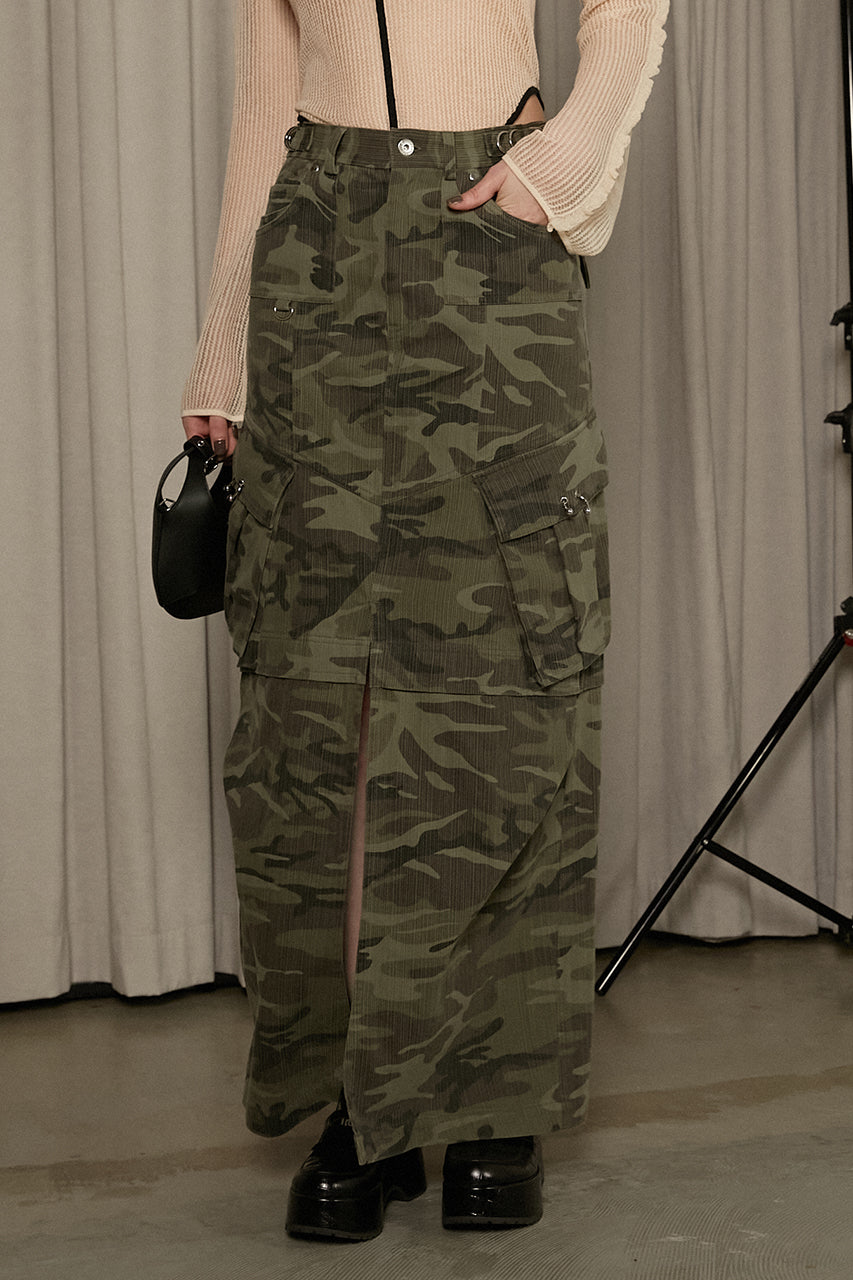 【25 SPRING PRE ORDER】Washed Cargo Pocket Maxi Skirt