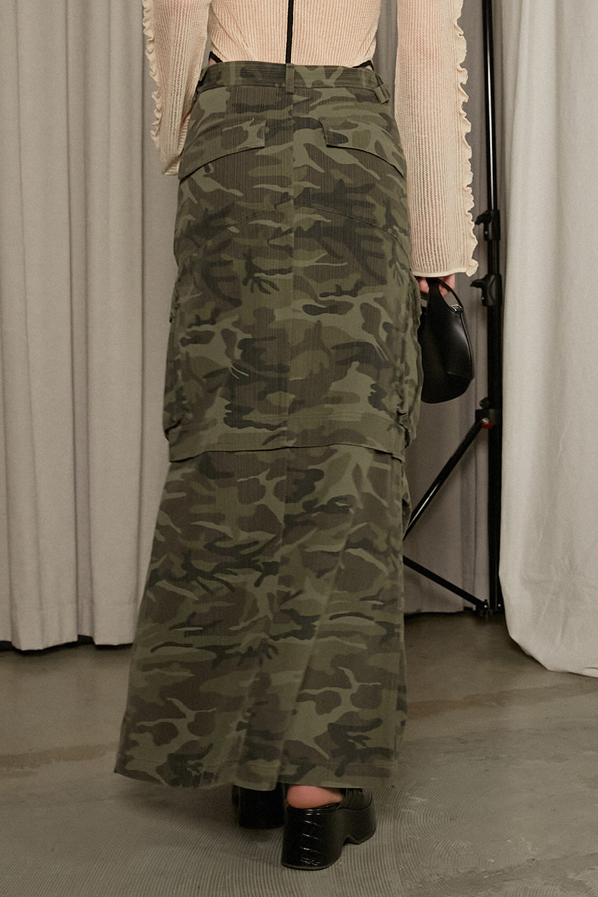 【25 SPRING PRE ORDER】Washed Cargo Pocket Maxi Skirt