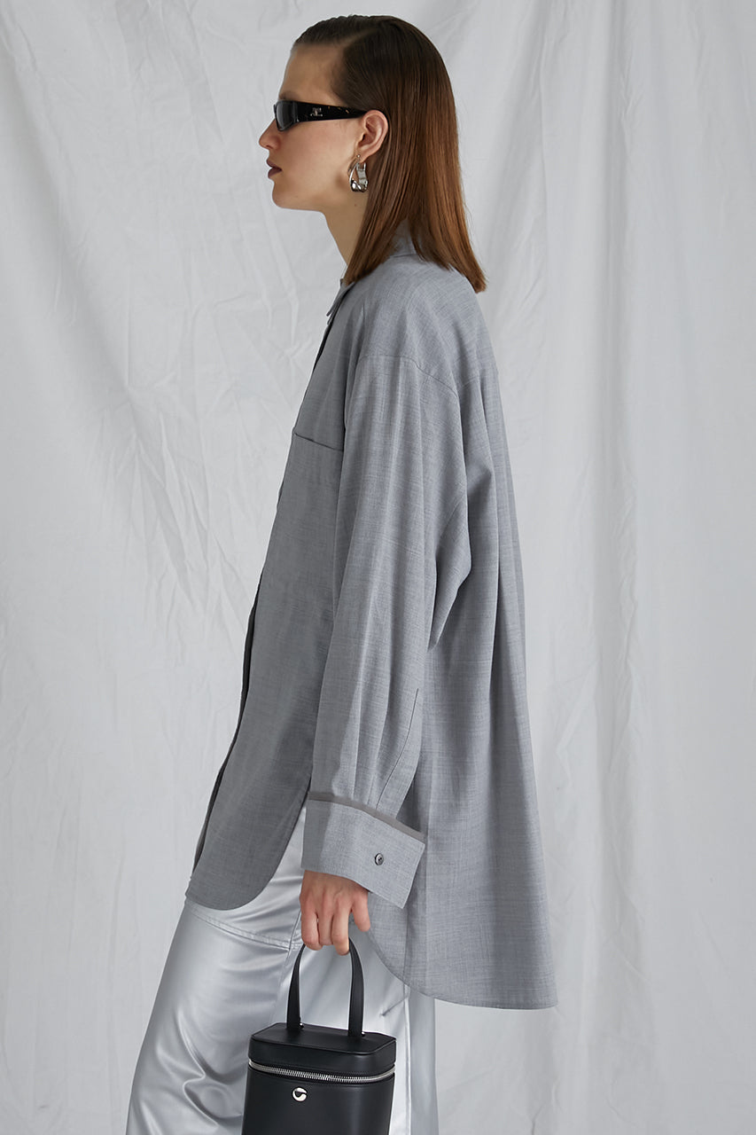 Worsted Asymmetry Slit Over Shirt