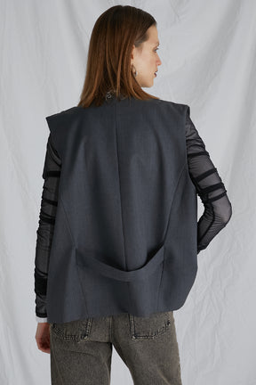 Double Front Collarless Gilet