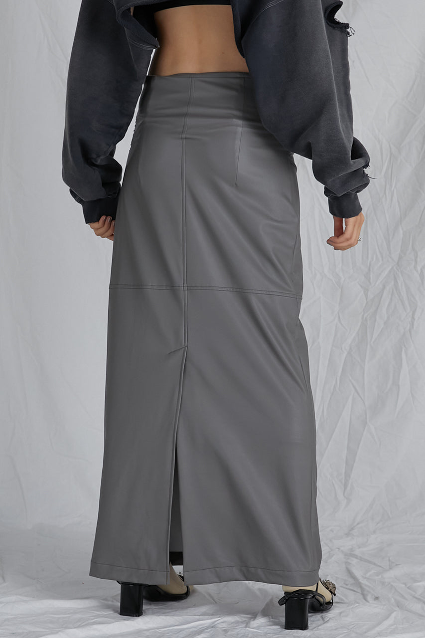 Synthetic Leather Maxi Skirt