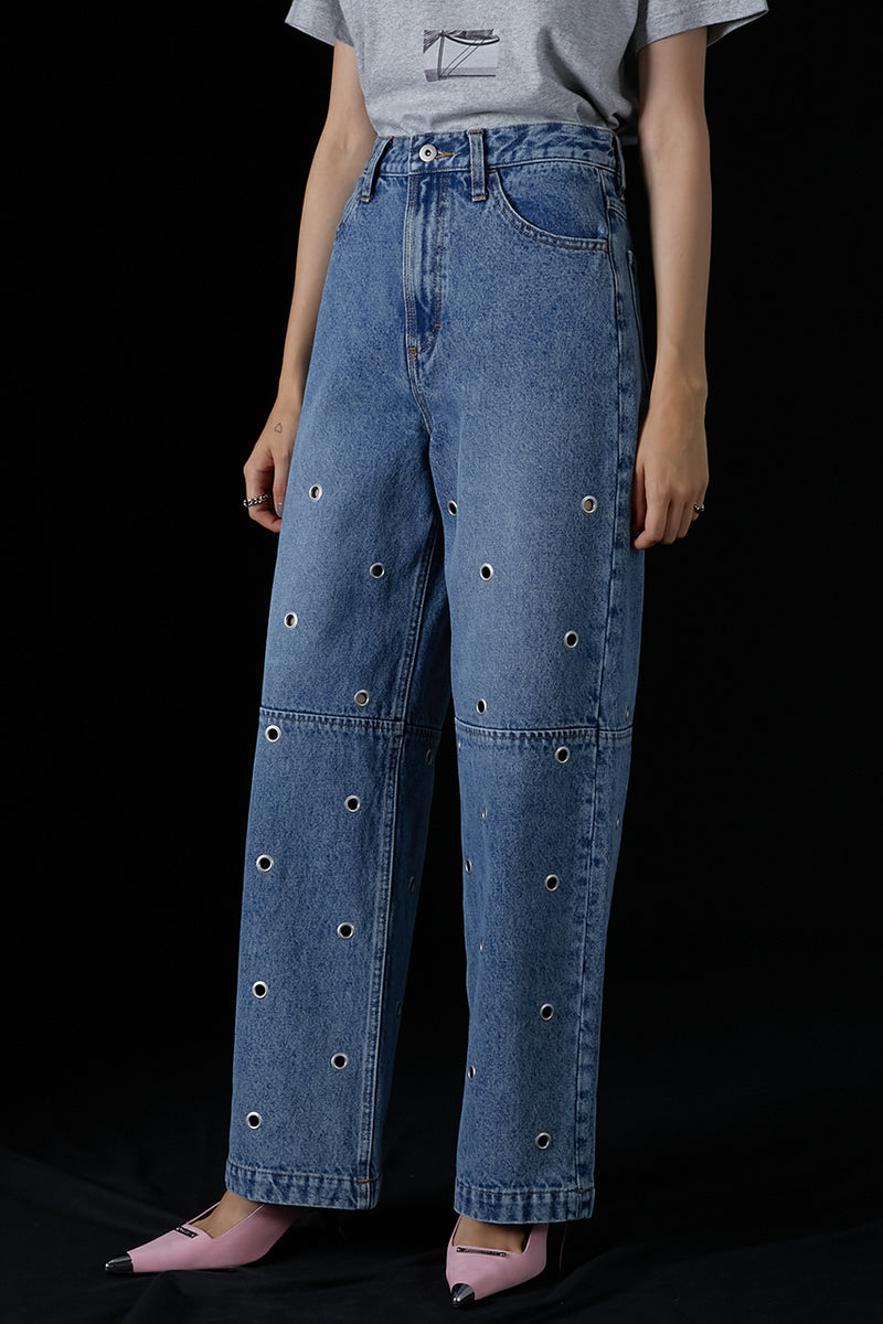 Eyelet Denim Pants