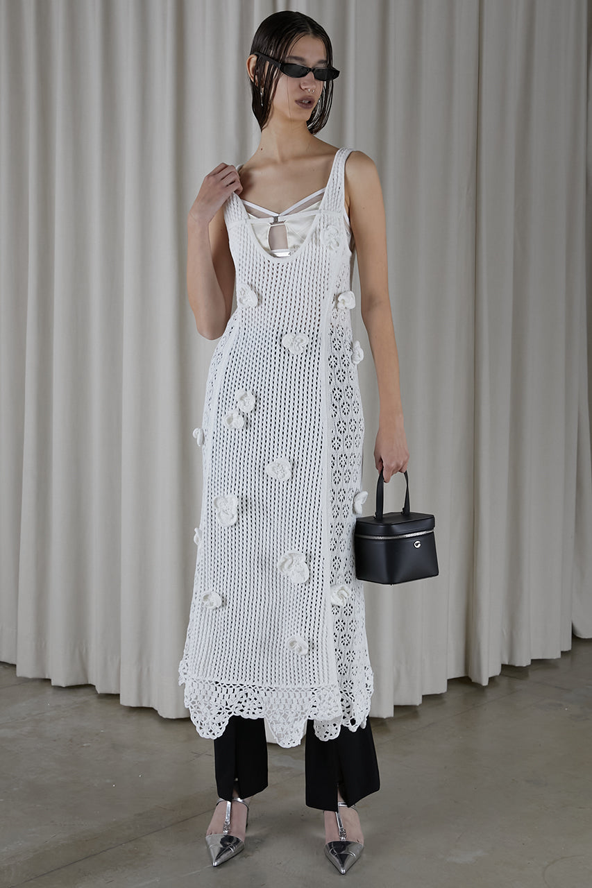 【24SPRING PRE ORDER】Flower Motif Knit Dress