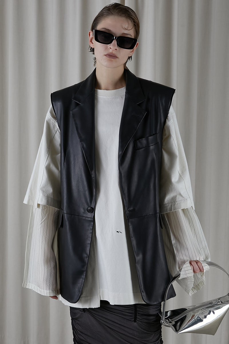 PRANKPROJECT Vegan Leather Cut-off Gilet