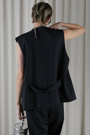 Double Front Collarless Gilet