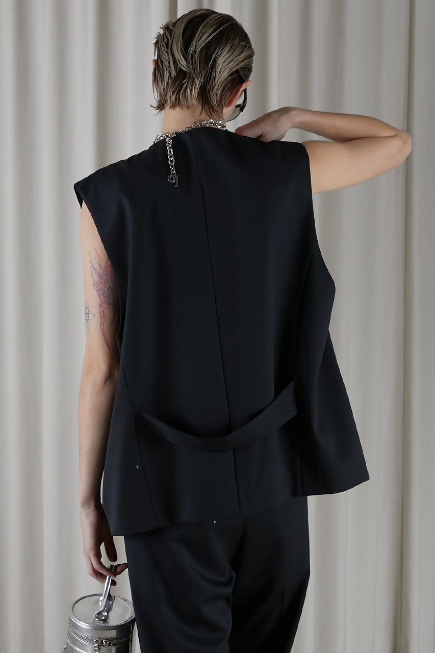 [Sale] Double Front Collarless Gilet