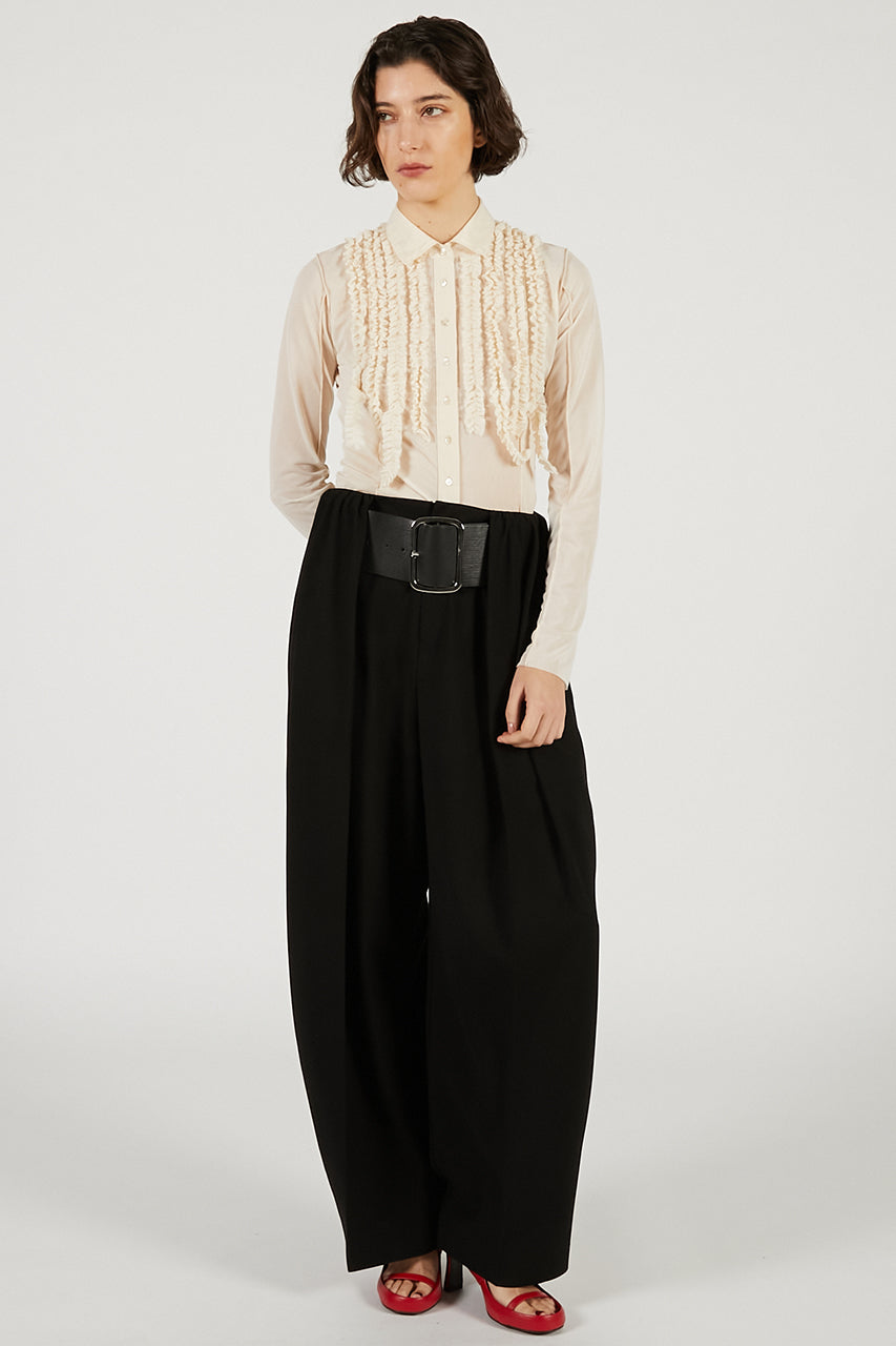 High-Waist Belted Tuck Pants - 2026 SPRING