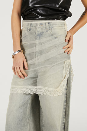 Tulle Skirt Layered Denim - 2026 SPRING