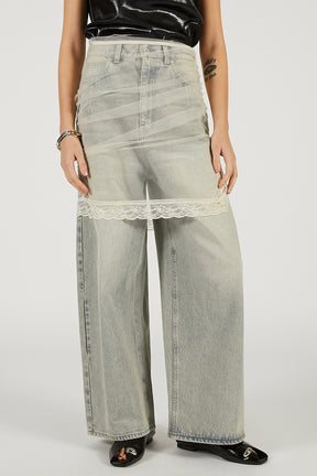 Tulle Skirt Layered Denim - 2026 SPRING