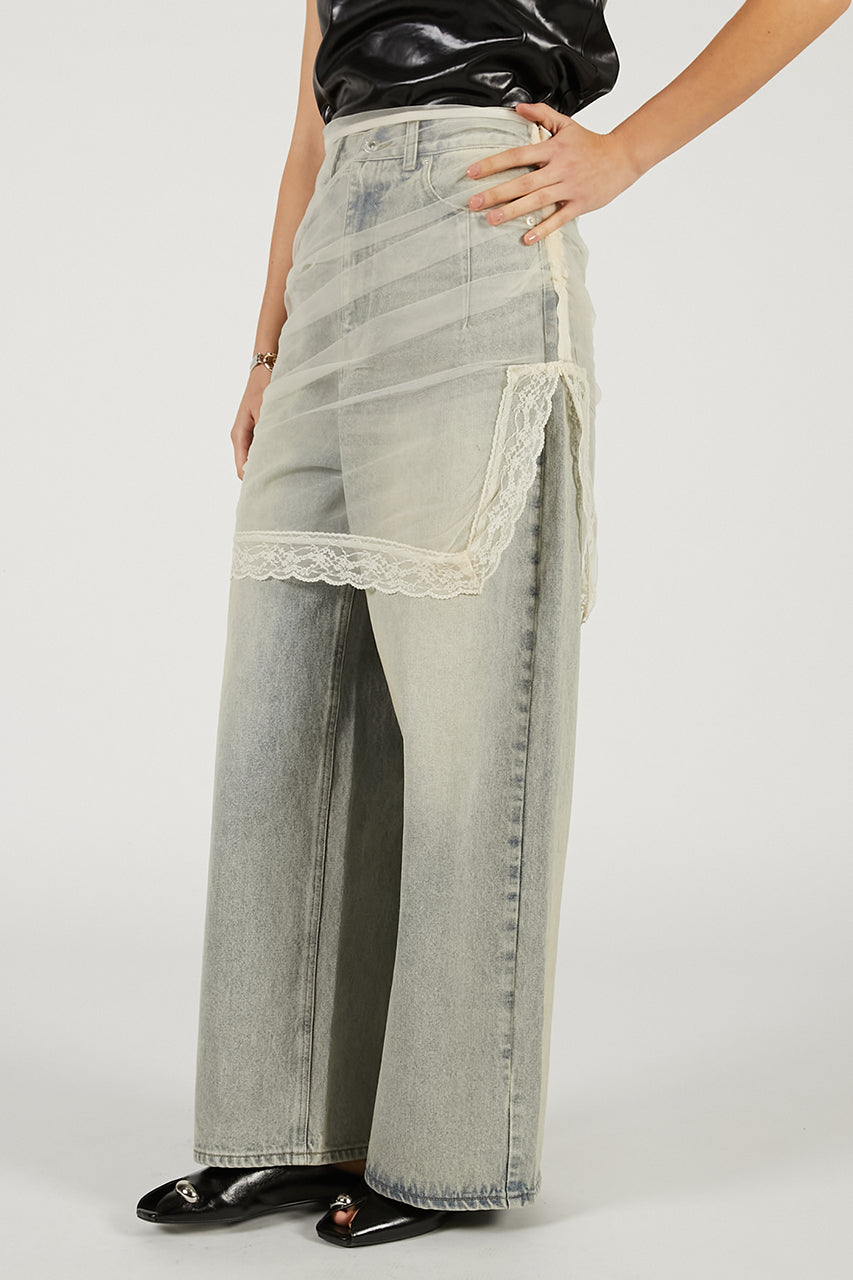 Tulle Skirt Layered Denim - 2026 SPRING