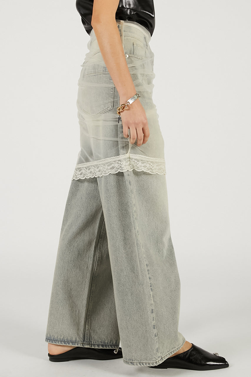 Tulle Skirt Layered Denim - 2026 SPRING