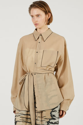 Contrast Trim Sheer Shirt - 2026 SPRING