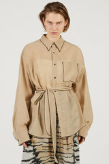 Contrast Trim Sheer Shirt - 2026 SPRING