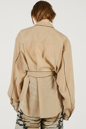 Contrast Trim Sheer Shirt - 2026 SPRING