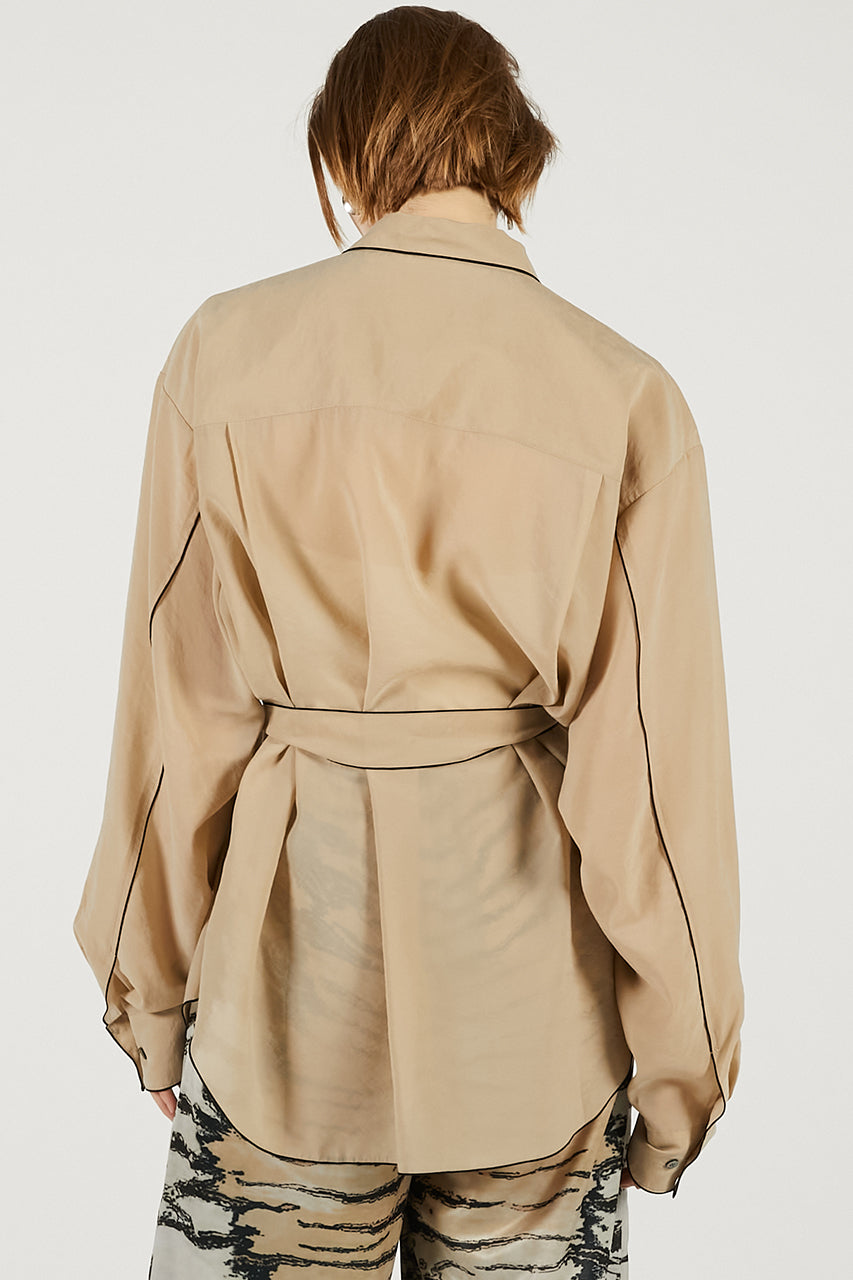 Contrast Trim Sheer Shirt - 2026 SPRING